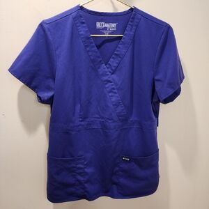 GREY'S ANATONY Women Purple Scrub Top Size L